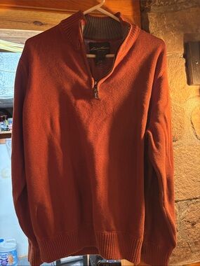 Eddie Bauer Men's Half-Zip Sweater in Rust Orange